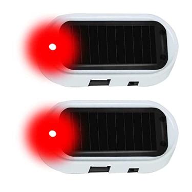 Imagem de 2pcs Segurança do carro Luz solar energia de segurança de segurança leve anti-roubo cautela lâmpada de alarme solar lâmpada para veículo de carro caminhão de van,Red