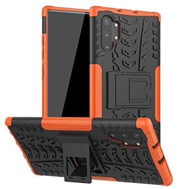 Imagem de Capa protetora de telefone compatível com Samsung Galaxy Note 10 Plus, TPU + PC Bumper híbrido capa robusta de grau militar, capa de telefone à prova de choque com suporte (cor: laranja)