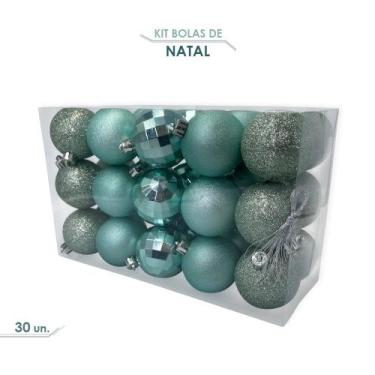 Imagem de Kit Bolinhas De Natal 5cm Enfeite Natalino 30Un Azul - Wincy - Natal