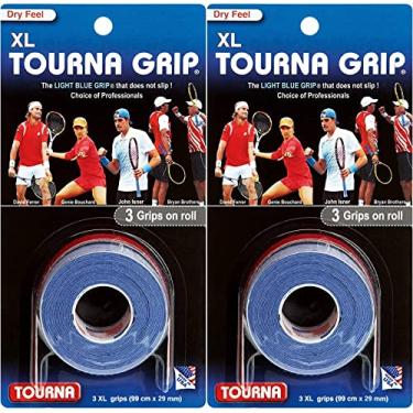 Imagem de Tourna Tennis 3GG Overgrips Absorvente Sensação Seca Tournagrip Azul (pacote com 2)