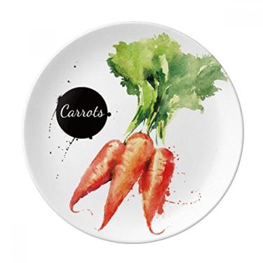 Imagem de Prato decorativo de porcelana para aquarela saboroso e saudável de cenoura vegetal para mesa de jantar