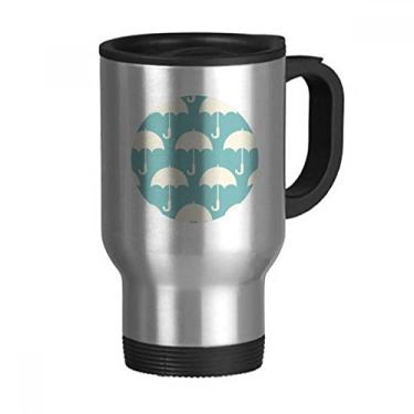Imagem de Guarda-chuva branco estampa meteorológica caneca de viagem tampa flip aço inoxidável copo carro copo térmico