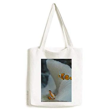 Imagem de Sacola de lona com imagem natural de peixe, peixe, peixe, peixe, peixe, peixe, sacola de compras, bolsa casual