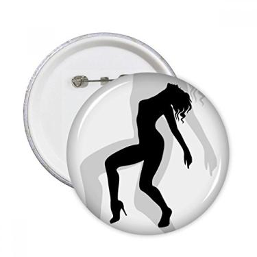 Imagem de Silhueta feminina Hot Beauty Girl Broches redondos Emblema Decoração de roupas 5 peças Presente