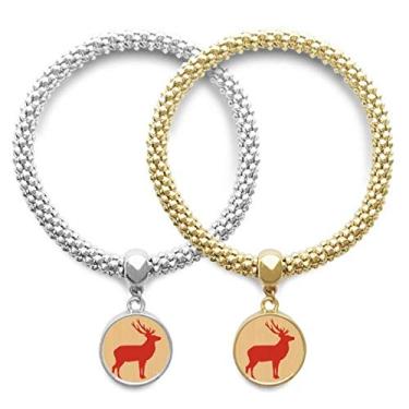 Imagem de DIYthinker Pulseira de amante de grão de madeira vermelha com pingente de joia para presente de casal