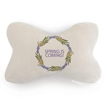 Imagem de DIYthinker Almofada para apoio de cabeça para decoração de pescoço com flor azul e acabamento de carro