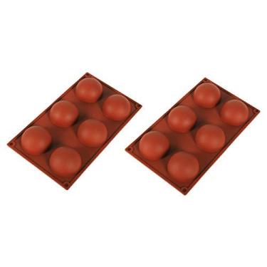 Imagem de 2 peças – Molde de silicone com 6 furos, molde de bomba de chocolate quente para assar doces, bolo, sobremesas, pudim, geleia, cupcake, biscoitos, sabonete feito à mão, livre de BPA, antiaderente para alimentos, forma redonda
