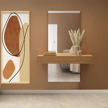 Imagem de Aparador 110cm com 01 Gaveta e Espelho 100% MDF TB485E JW Freijó/Off White Dalla Costa