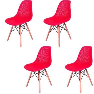 Imagem de Kit 4 Cadeiras Design Charles Eames Eiffel Furadinha