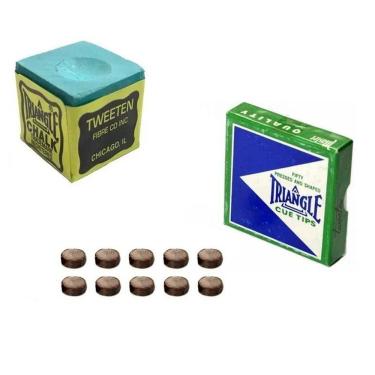 Imagem de 5 Giz Verde Triângle + 10 Sola Triângle Taco Sinuca Bilhar