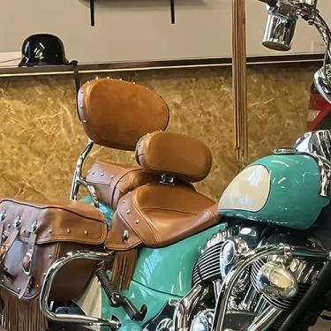 Imagem de PANICAL Panicak Almofada de encosto de liberação rápida Sissy Bar Rider Encosto de motorista para Indian Chieftain Roadmaster Springfield Dark Horse Motorcycles 2014-2023 Marrom