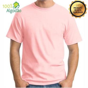 Imagem de Camisa Rosa Bebê Básica Blusa Rosa Claro Camiseta Sem Estampa 100% Alg