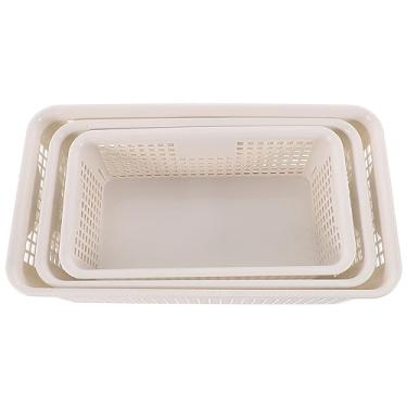 Imagem de Zerodeko Cesta De Armazenamento De Plástico 3 Peças Com Alça Organizadora De Despensa Cestos De Mesa Empilháveis ​​Cesta De Armazenamento De Papel Para Organização Bancadas Armários