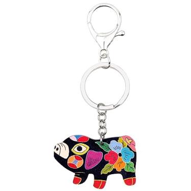Imagem de ZALTAS Porco Chaveiros Anéis Bijuterias De Animais De Fazenda Para Mulheres Meninas Bolsas Pingentes De CarroMulticolr
