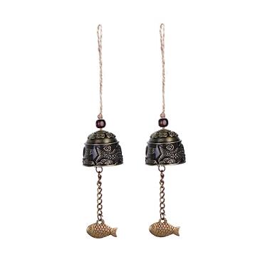 Imagem de Yardwe 2 Pçs Decoração Chinesa Decoração De Bruxa Decoração De Metal Sino De Peixe Chinês Campainha Tradicional Peixe Carpa Sino De Vento Pingente De Metal Carrilhão De Vento Pingente De