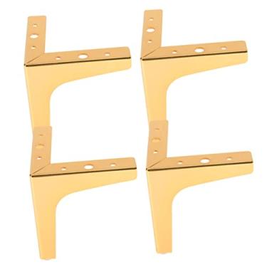 Imagem de LAPYAPPE Pernas de mesa de metal, 4 peças, pernas de sofá, suporte de móveis de metal, pernas de sofá, cômoda de armário cômoda dourada banco de ferro pé da cama móveis dourados para casa perna de sofá