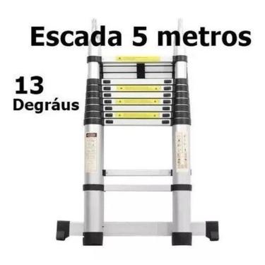 Imagem de Escada Telescópica Alumínio 5M 13 Degraus Garantia 12 Meses