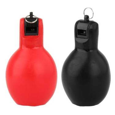 Imagem de predolo 2 pçs mão squeeze assobios trainer apito portátil alto esportes apito treinadores para basquete futebol caminhadas, vermelho e preto