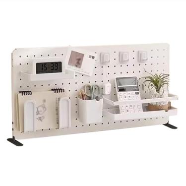 Imagem de Painel Porta-Ferramentas Pegboard organizador de mesa, pegboard vertical de metal para organização de desktop, placa organizadora de papelaria de objeto pequeno para laptop (Color : White, Size : 72