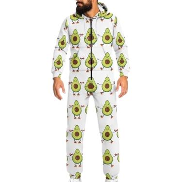 Imagem de Gzzxiailg Pijamas unissex para adultos novidade pijama de uma peça com bolsos macacão de manga comprida macacão para casa P-4GG, Abacate adorável, P