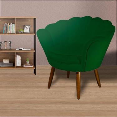 Imagem de Poltrona Decorativa Estofada Para Quarto Closet Pétala Veludo Verde - LM DECOR