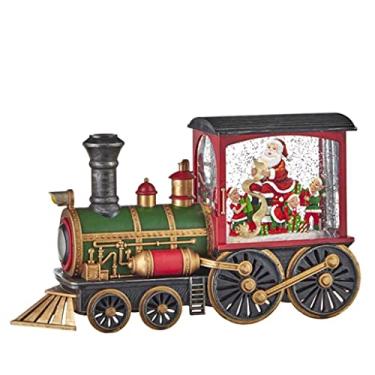 Imagem de Raz Lanternas de água para feriados, 31,1 cm, lista do Papai Noel, trem aquático musical iluminado – Decoração de casa de Natal premium