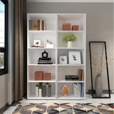 Imagem de Conjunto 2 Estantes para Livros Biblioteca 10 Nichos 1,2x1,8M Multy Espresso Móveis Branco