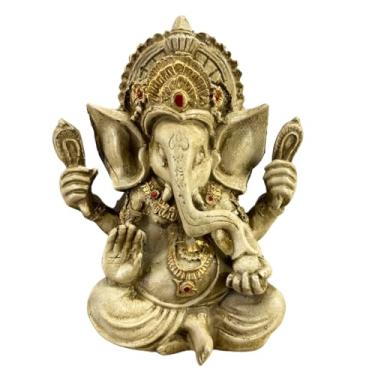 Imagem de Estatueta Estátua Decorativa Lord Ganesha em Resina Enfeite decorativo Prosperidade e Fortuna Meditação Yoga