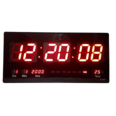 Imagem de Relógio De Parede Grande Led Digital Calendario Termo 46cm - Led Jh460
