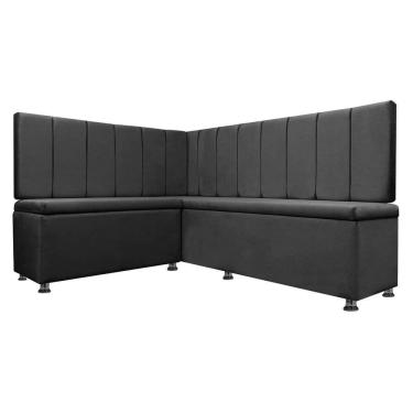 Imagem de Kit Canto Alemão Liso 4 Lugares com Baú Veludo Cinza 1,25x1,60m SOFA STORE