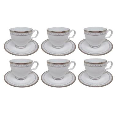 Imagem de Jogo de xícaras chá em porcelana Noritake Rochester Platinum 6 peças