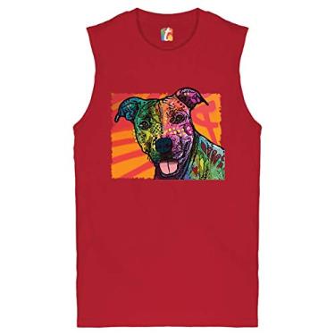 Imagem de Tee Hunt Camiseta masculina colorida Pitbull Muscle Andy Maxx, amante de cães, dono de animal de estimação, Vermelho, M