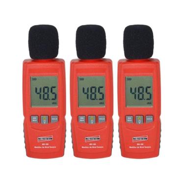 Imagem de Kit 3 Decibelímetro Digital Sonoro 30 A 130db Máx Mín Hold Microfone Alarme Dec-350 Portátil Instrutherm Protetor Vento