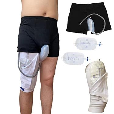 Imagem de Saco de urinol masculino reutilizável com cateter, suporte para bolsa de xixi, portátil, para urinol masculino, cintura elástica, vaso sanitário, cintura elástica, substituição, coletor, bolsa de urina (M)