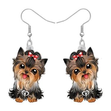 Imagem de DALANE Brincos de acrílico para cães Yorkshire Terrier com pingente, anime, laço, filhote, animais de estimação, joias, presentes para mulheres, meninas, crianças, lembrancinhas de festa, Medium,