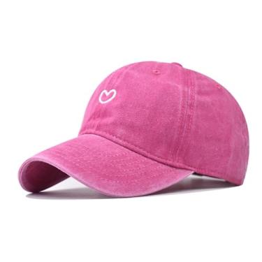 Imagem de URTAODFE Boné de beisebol lavado bordado, LovingTrucker Chapéu de algodão Golf Dad Hat,Presente de presente, boné de língua de pato para casal, Vermelho rosa, G