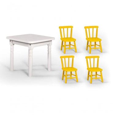 Imagem de Conjunto Mesinha Infantil Branca Com 4 Cadeiras Kids Amarela