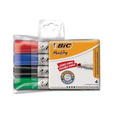 Imagem de Pincel Marcador de Quadro Branco BIC Marking, Recarregável, 4 Cores Clássicas, Ponta Redonda, 891683