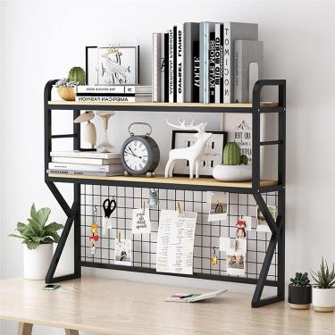 Imagem de Estante de mesa pequena - estante de mesa de escritório, estante de mesa de computador, rack de exibição de material de escritório, rack de armazenamento de utensílios de cozinha de bancada