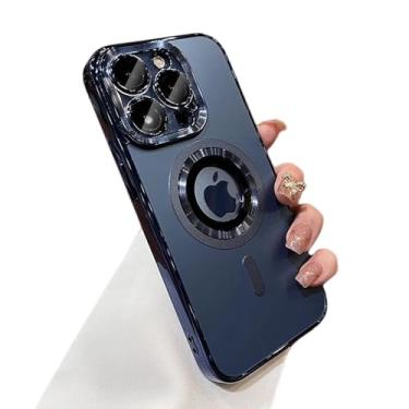 Imagem de Capas de telefone modernas com revestimento de cor sólida para iPhone 15 Pro Max 15 Plus Capa protetora de câmera para iPhone 12 13 14 Pro Max, azul titânio, para iPhone 15 Pro