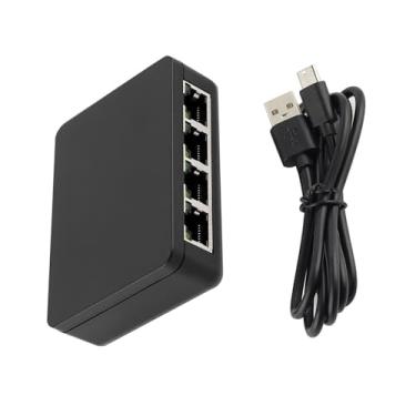 Imagem de MOUDOAUER Divisor de rede 1 em 4 saídas, adaptador divisor de internet RJ45, conector divisor de alta velocidade de 1000 Mbps para cabo Cat 5/5e/6/7/8