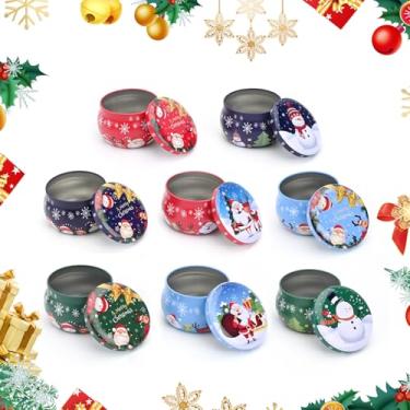 Imagem de Latas de velas de Natal, conjunto de presentes para mulheres, 8 peças, potes de vela de Natal, caixas vazias com tampas para fazer velas perfumadas, doces, chá, especiarias, presentes de festa de