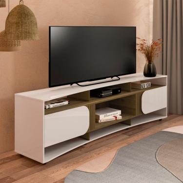 Imagem de Rack para TV até 86 Polegadas 2 Portas Elegance Artely - Off White/Pinho