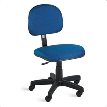 Imagem de Cadeira Secretária Giratória de Escritório com Rodízios, Estofada em Tecido Ergonômico Azul - Escritex