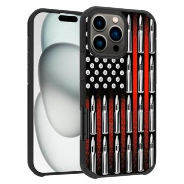Imagem de ZXHSBROK Capa para iPhone 16 Pro Max, capa protetora para iPhone 16 Pro Max (6,9 polegadas, 2024), bandeira americana e balas