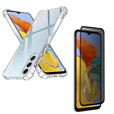 Imagem de Capa Capinha Anti Impacto + Película Privacidade 3D Para Galaxy M14 5G Tela De 6,6 Polegadas - (Bluepink)