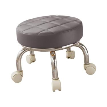 Imagem de Generic 360° Rotating Low Roller Seat Stool Banco de trabalho doméstico resistente para crianças e adultos Rodízios giratórios Polia Rodas Banco para salões, Cinza