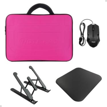 Imagem de Pasta Para Notebook Mouse Com Fio Suporte Dask Pad Pequeno Kit Gamer (Rosa, 15,6")