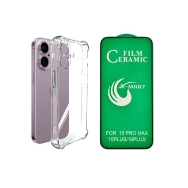 Imagem de Capinha Capa Case Anti Impacto Choque Silicone Transparente + Pelicula de Ceramica 9d Compatível com iPhone 16 Plus de 6.7 Polegadas