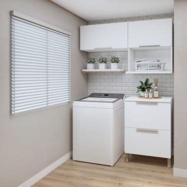Imagem de Lavanderia Modulada 2 Amários Aéreos com 1 Balcão Tex 108 Branco